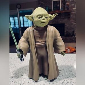 Disney Yoda TALKING Collectible, with Green Lightsaber. NWOT, Box Kept, Pristine